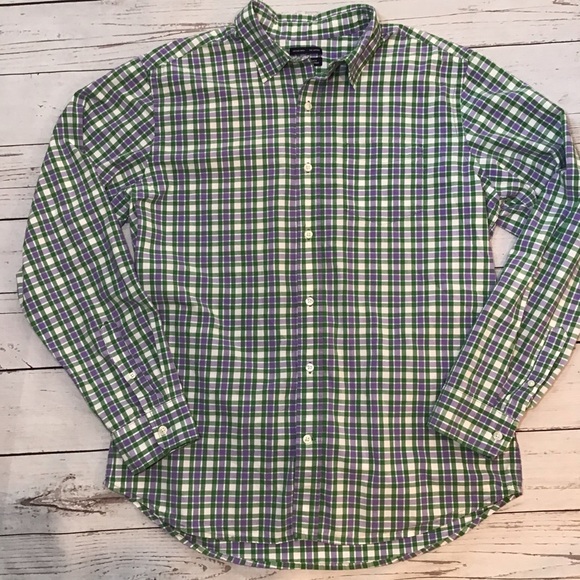 Gap Mens Classic Fit Green Plaid Button Down Shirt - Picture 4 of 5